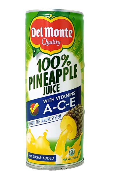 (Case) DEL MONTE 100% PINEAPPLE A-C-E 240ML