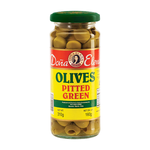 DE PITTED GREEN OLIVES 310G 000012