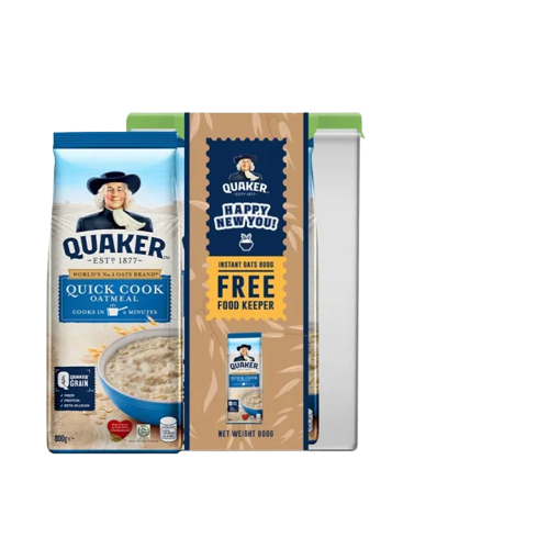 QUAKER QUICK COOK 800G FREE FOOD KEEPER