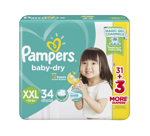Buy PAMPERS DRY XXL 34 S product in Malvar Tanauan and Sto