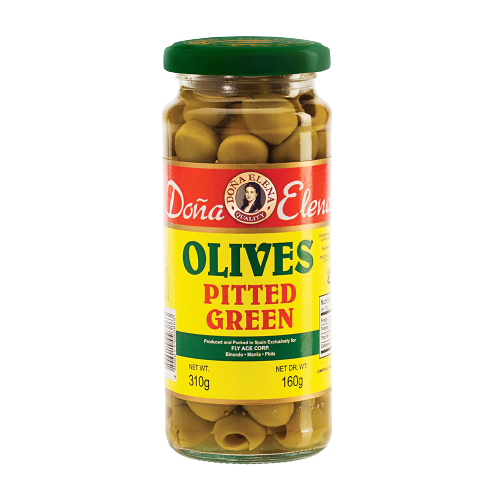 DE PITTED GREEN OLIVES 310G 000012