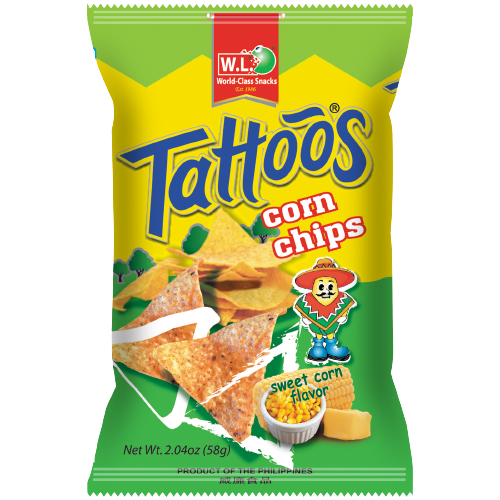 TATTOOS CORN CHIPS SWEET CORN 58G