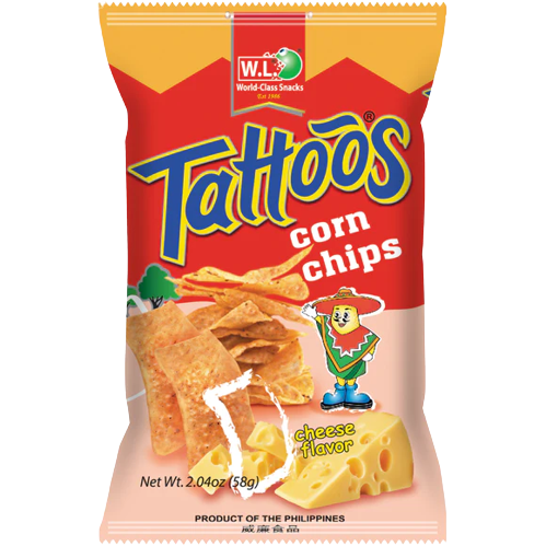 TATTOOS CORNCHIP CHEESE 58GX10SX5
